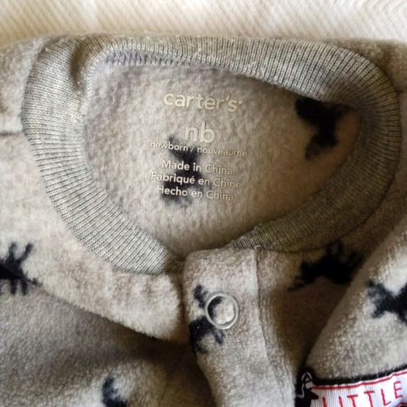 carter's 2-pack newborn winter fleece snap footie sleeper pajama bundle baby boy - Picture 4 of 10